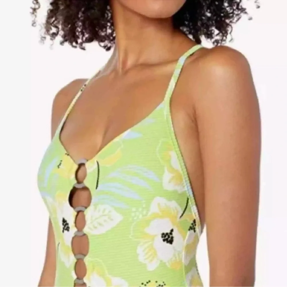 NWOT Seafolly Ring Front Maillot On Vacation Limeade Floral One Piece Swimsuit